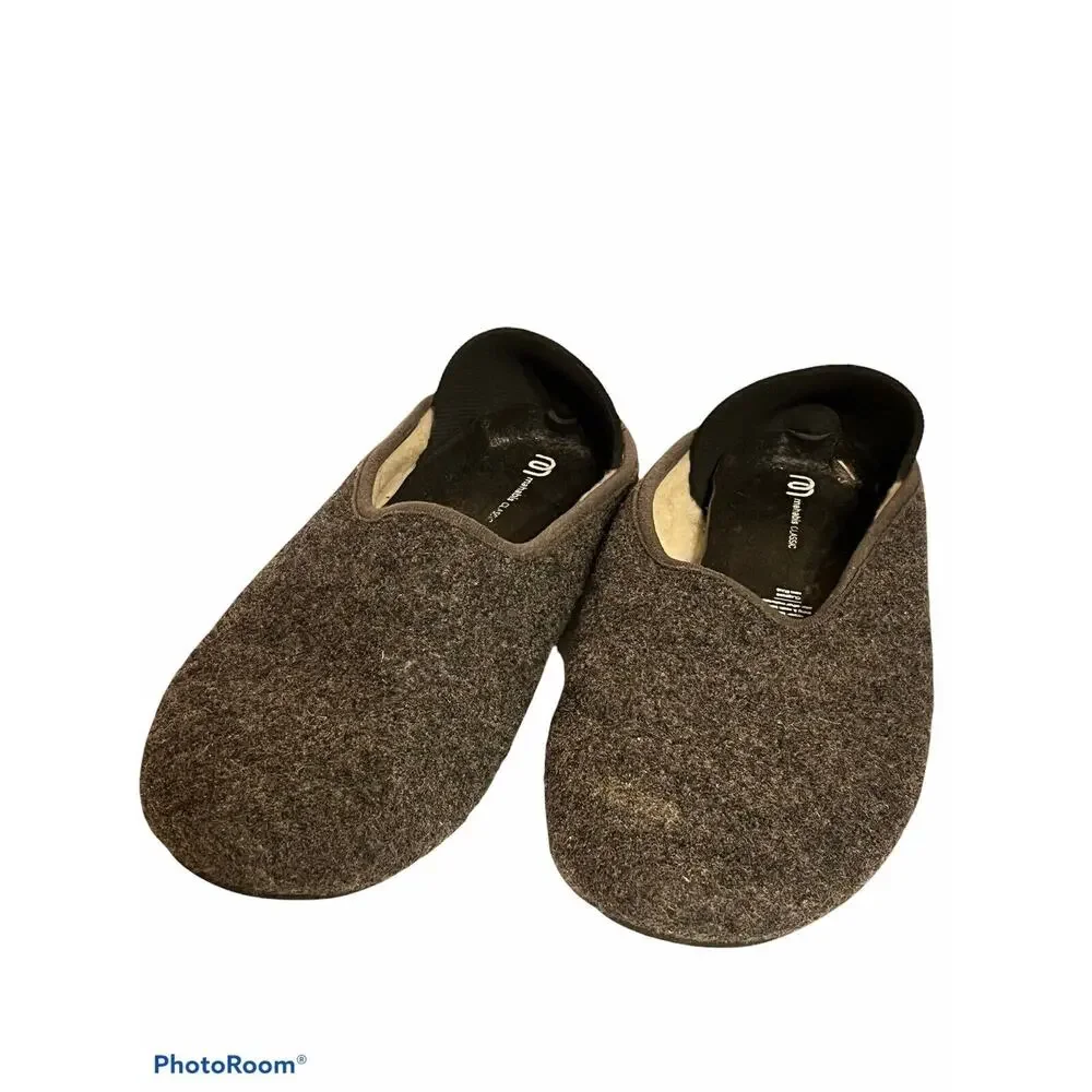 MAHABIS • Men EU 45 US 11• Classic Wool Lined Grey Slipper ONLY No Rubber Soles